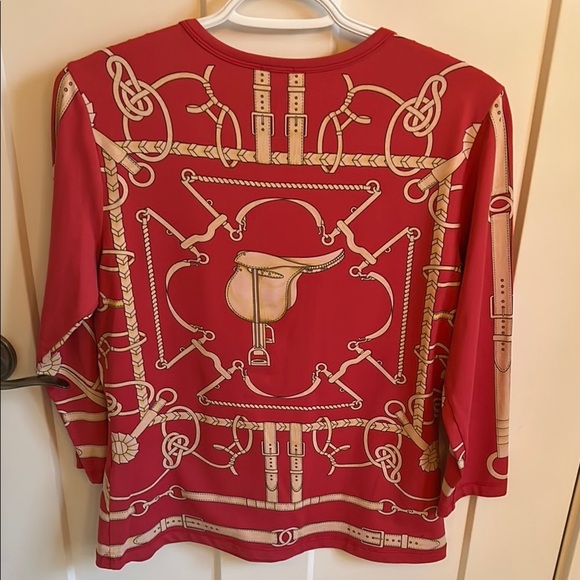 J. McLaughlin Red & Gold Equestrian Print Top, size M - Picture 5 of 5